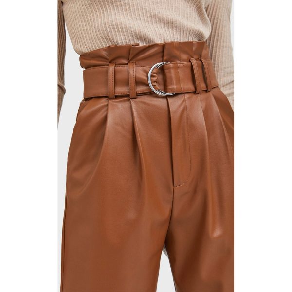 خرید شلوار چرمی زنانه استرادیواریوس کد 12871 | فروشگاه اینترنتی بانی استایل