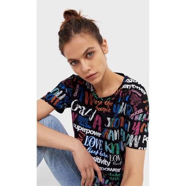 خرید تی شرت زنانه استرادیواریوس کد 71027 | فروشگاه اینترنتی بانی استایل