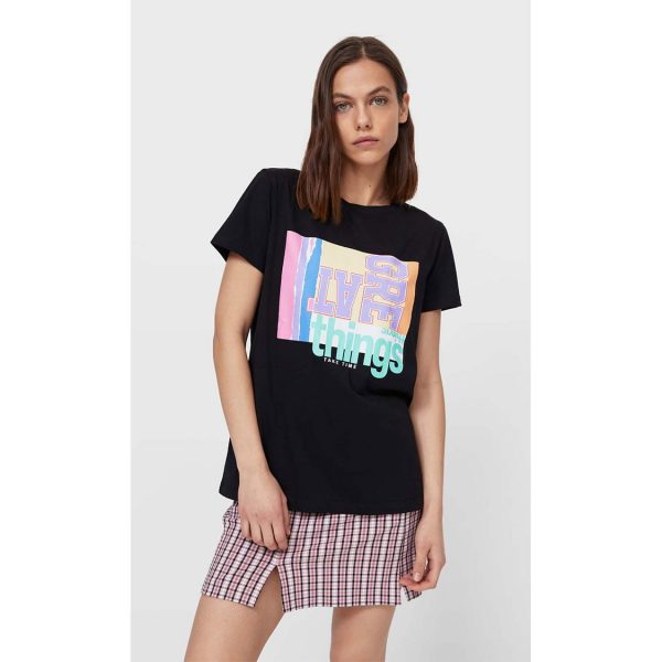خرید تی شرت زنانه استرادیواریوس کد 71082 | فروشگاه اینترنتی بانی استایل