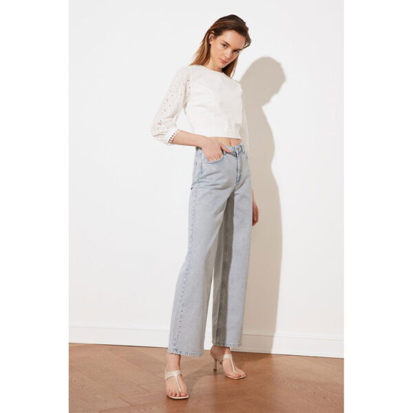 خرید شلوار جین دمپا گشاد زنانه ترندیول میلا کد 80621 | بانی استایل
