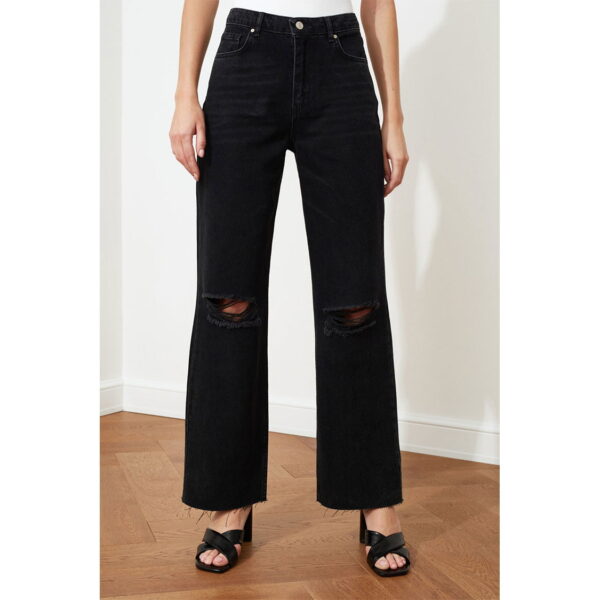 خرید شلوار جین دمپا گشاد زنانه ترندیول میلا کد 80672 | بانی استایل