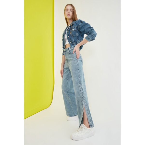 خرید شلوار جین دمپا گشاد زنانه ترندیول میلا کد 80955 | بانی استایل