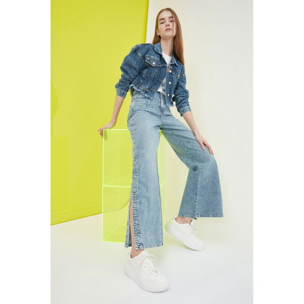 خرید شلوار جین دمپا گشاد زنانه ترندیول میلا کد 80955 | بانی استایل