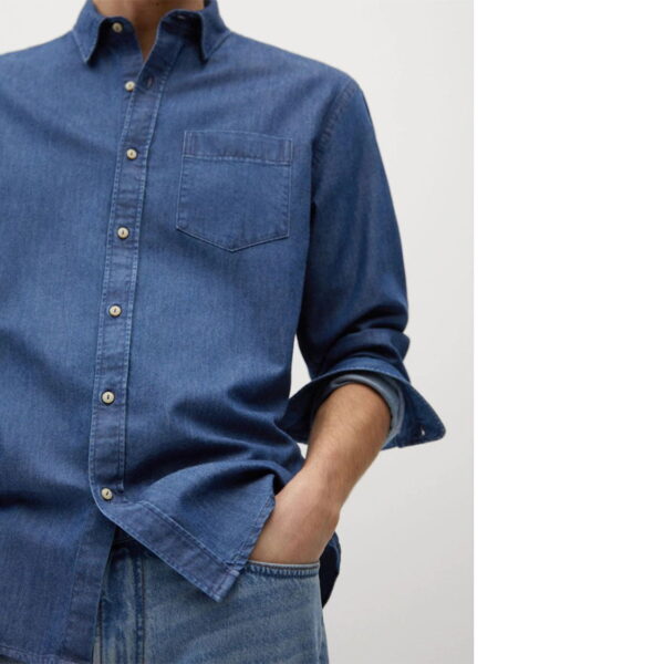 خرید پیراهن جین آستین بلند مردانه منگو کد 88093 | فروشگاه اینترنتی بانی استایل