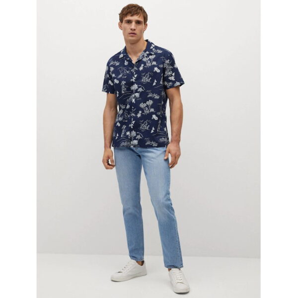 خرید پیراهن نخی آستین کوتاه مردانه منگو کد 88121 | فروشگاه اینترنتی بانی استایل