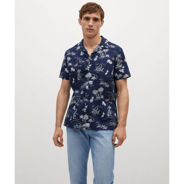 خرید پیراهن نخی آستین کوتاه مردانه منگو کد 88121 | فروشگاه اینترنتی بانی استایل