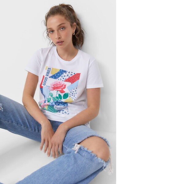 خرید تی شرت زنانه استرادیواریوس کد 95926 | فروشگاه اینترنتی بانی استایل