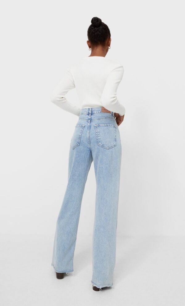 خرید شلوار جین راسته زنانه استرادیواریوس کد 184307 | بانی استایل