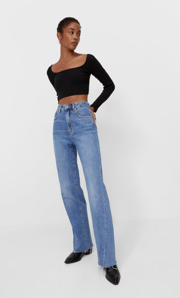 خرید شلوار جین راسته زنانه استرادیواریوس کد 185004 | بانی استایل