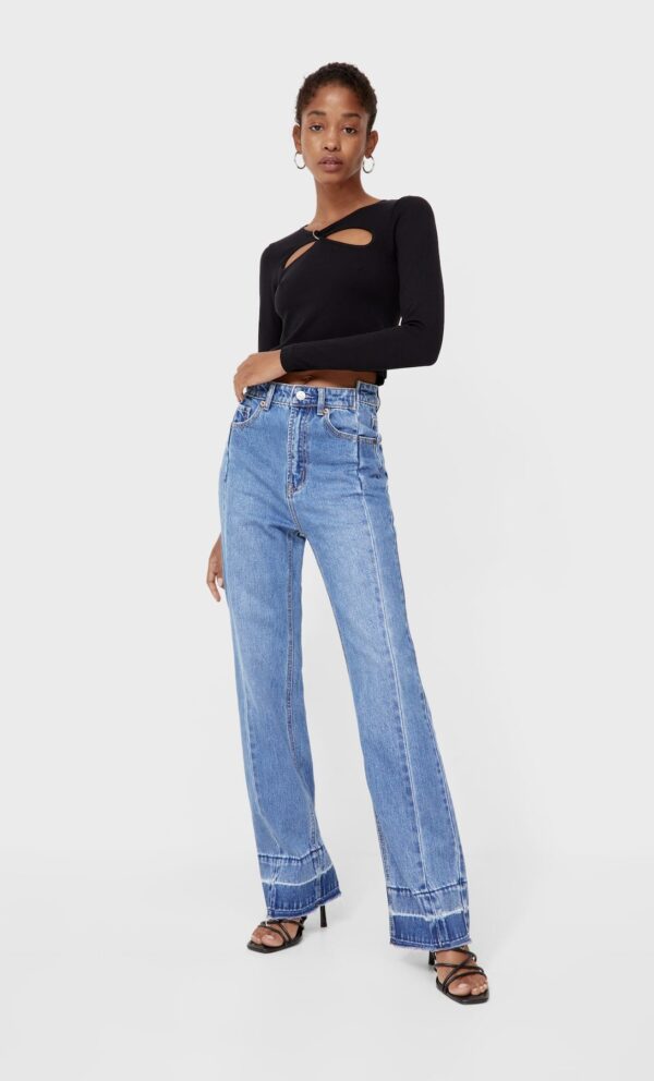 خرید شلوار جین راسته زنانه استرادیواریوس کد 185035 | بانی استایل