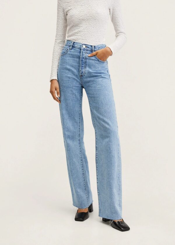 خرید شلوار جین دمپا گشاد زنانه منگو کد 202879 | بانی استایل