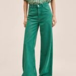 خرید شلوار جین دمپا گشاد زنانه منگو کد 202985 | بانی استایل