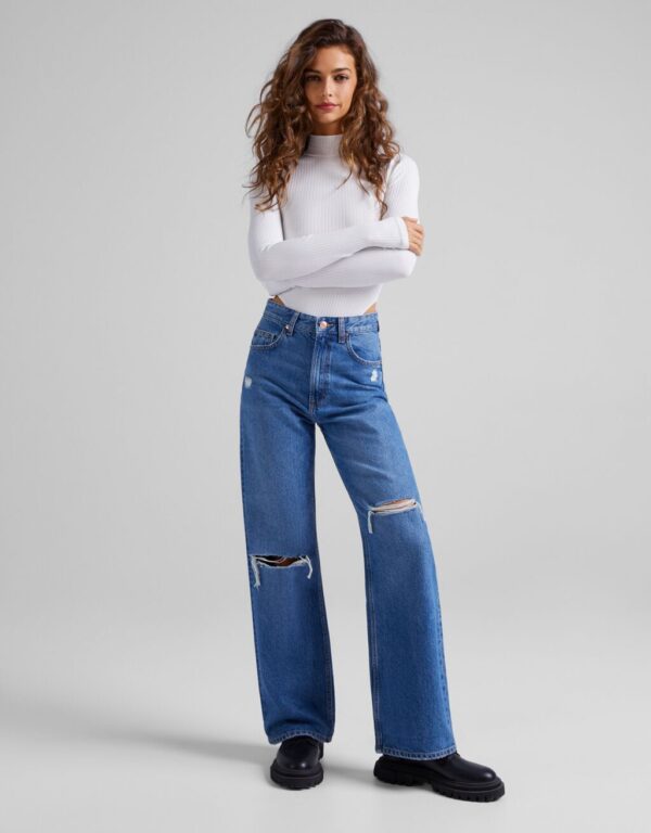 خرید شلوار جین دمپا گشاد زنانه برشکا کد 210320 | بانی استایل