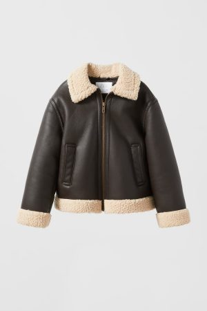 کاپشن چرم دخترانه زارا کد 428380