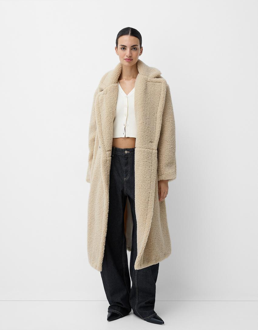 Teddy Coat Bershka Soft Bershka Mantel Damen پالتو زنانه برشکا کد